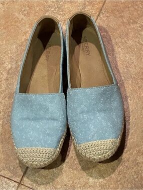 Sperry Powder Blue Espadrille Slip-Ons with Jute Toe